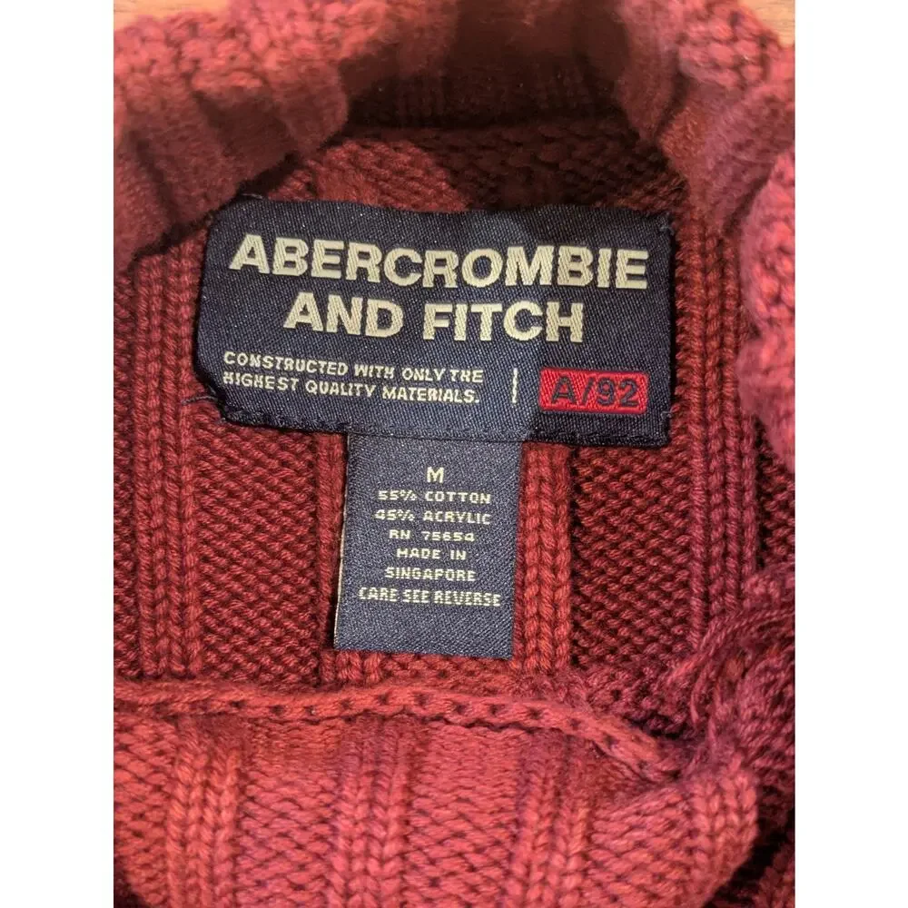 Vintage Y2K Abercrombie & Fitch A92 Ribbed Turtleneck Sweater Mens M Burgundy